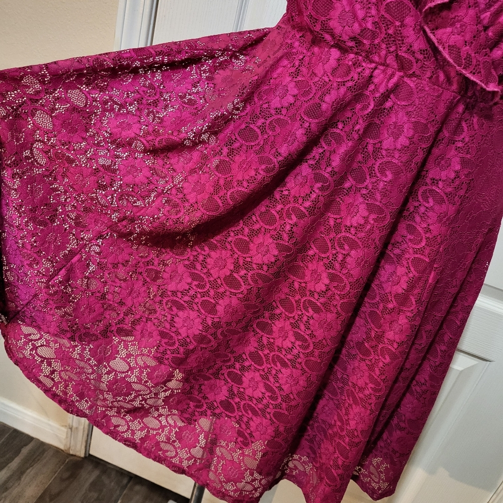 Torrid Pink Fuchsia Lace Knee-Lenght Dress - Picture 9 of 16